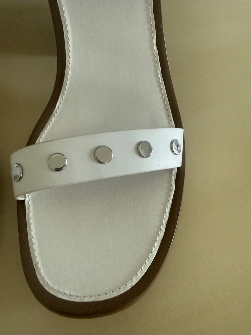 Michael Kors White Studded Block Heel Sandals - Picture 3 of 7